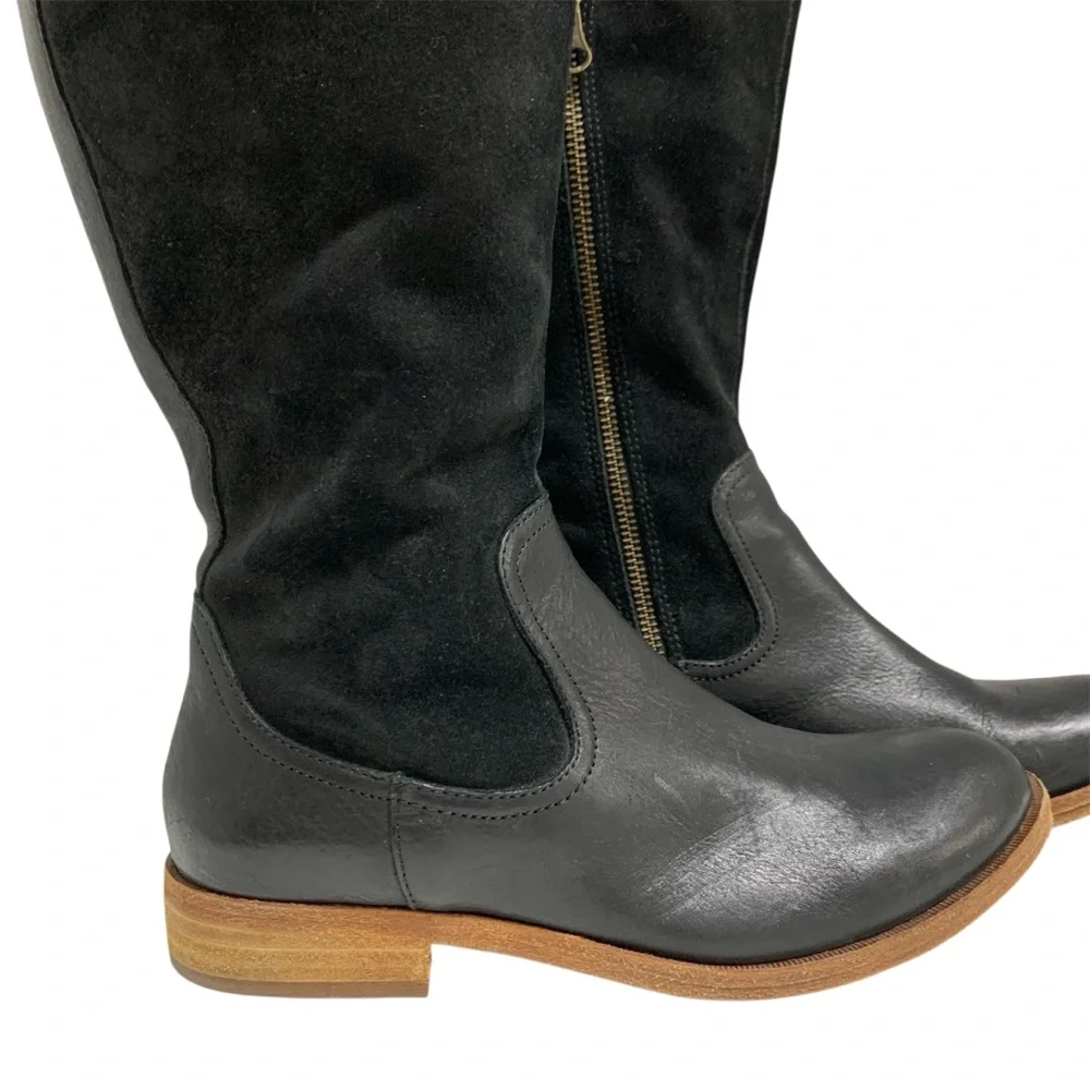 Kork Ease Black Suede Leather Knee High Riding Boots Buckle Zip Women's Sz 6.5M - Picture 9 of 16